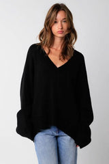 Leila Black V Neck Oversized Sweater