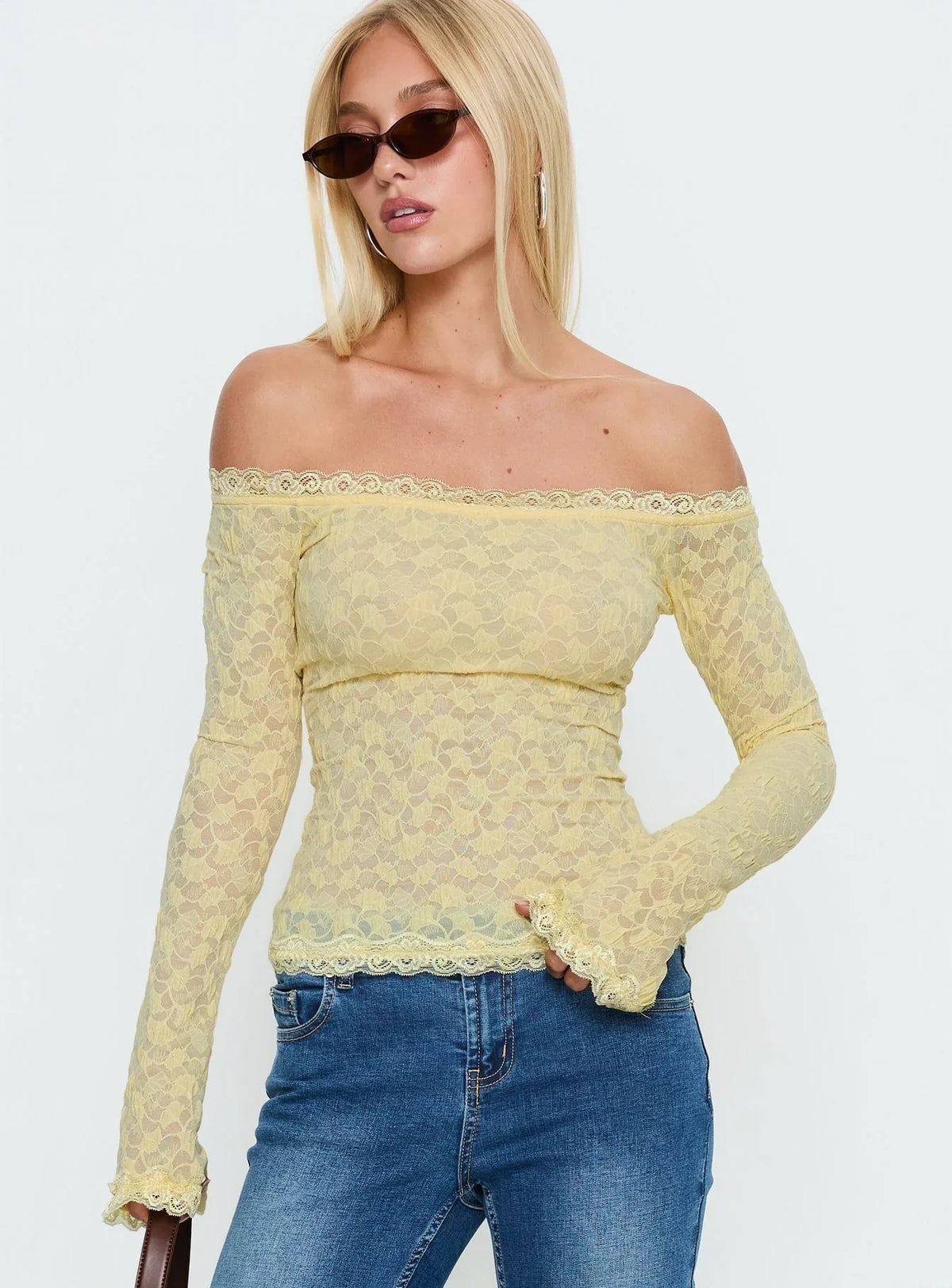 Mochapella Off The Shoulder Top Lemon
