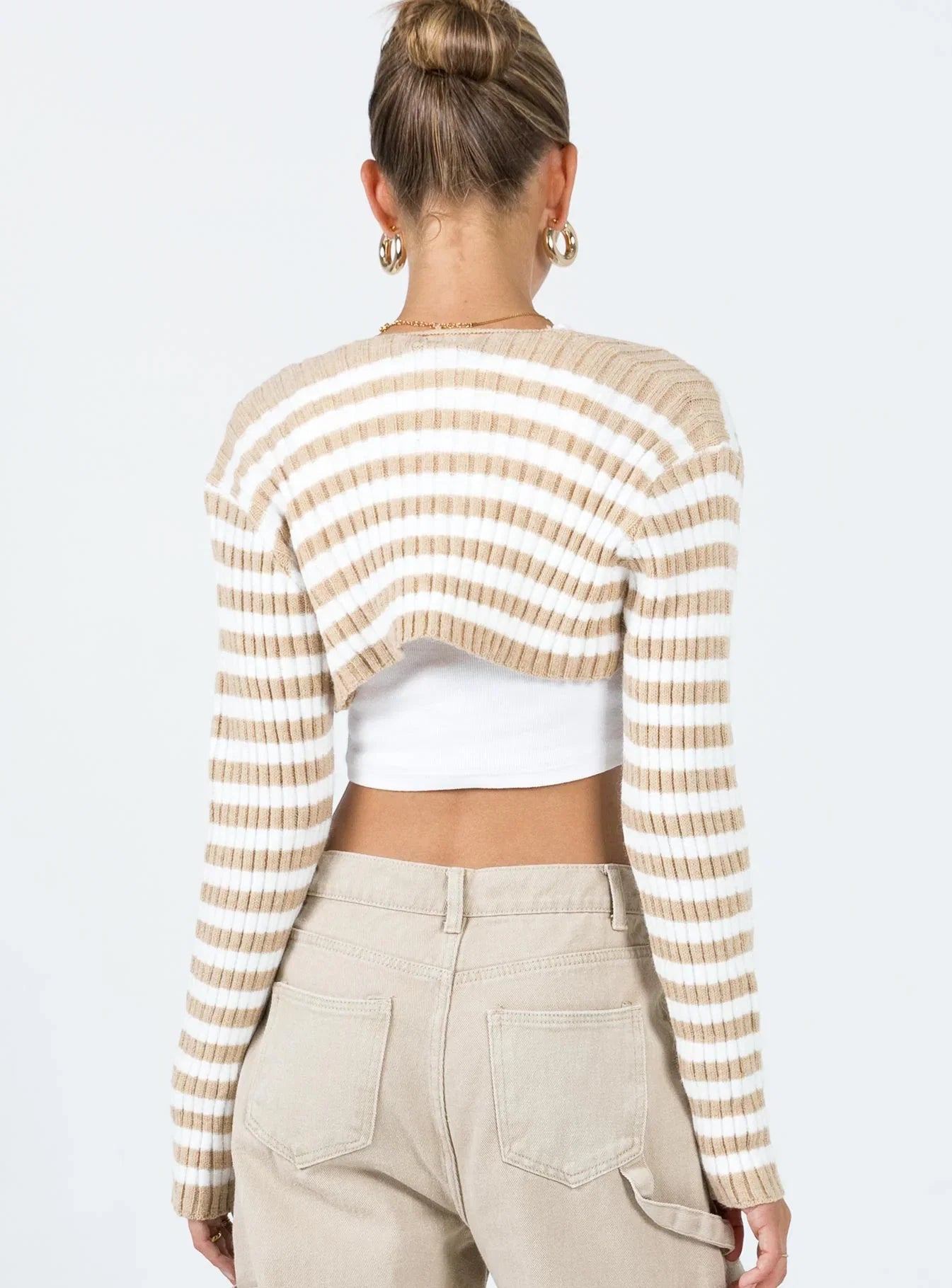 Aytan Bolero Sweater Beige White