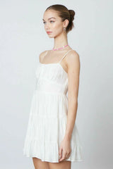 Mademoiselle White Babydoll Mini Dress