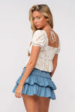 Heidi White Floral Puff Sleeve Top