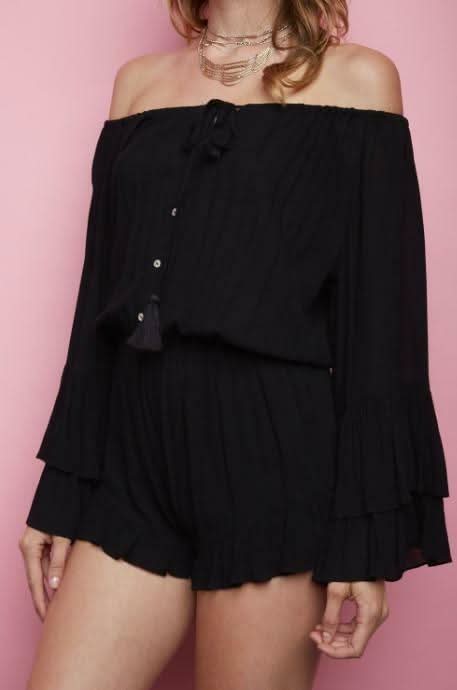 Full Moon Black Off The Shoulder Romper