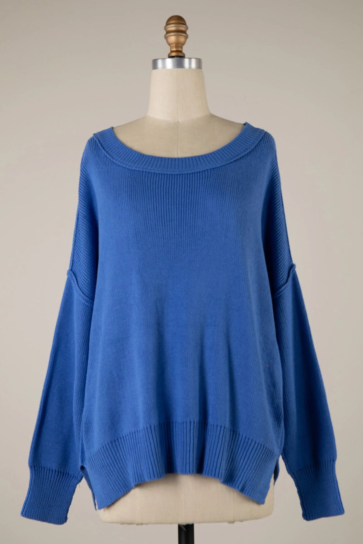 Coffee Date Royal Blue Oversized Sweater
