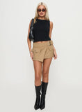 Esposito Wrap Cargo Mini Skirt Brown