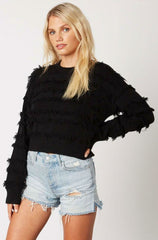Hailey Black Fringe Sweater