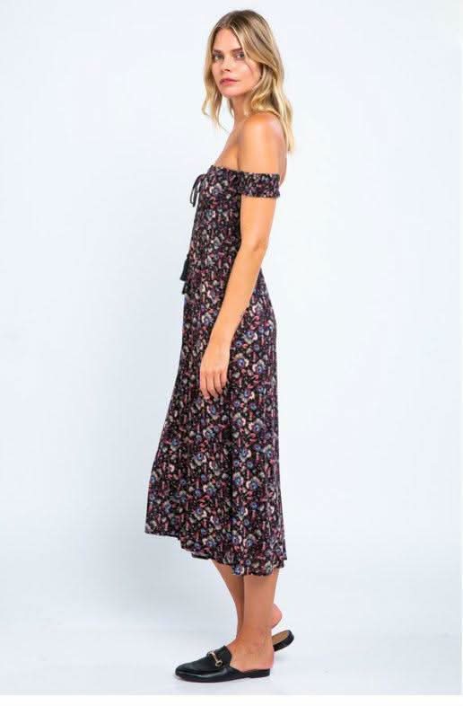 Allison Off the Shoulder Black Floral Print Jumpsuit