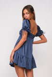 Addison Navy Puff Sleeve Mini Dress