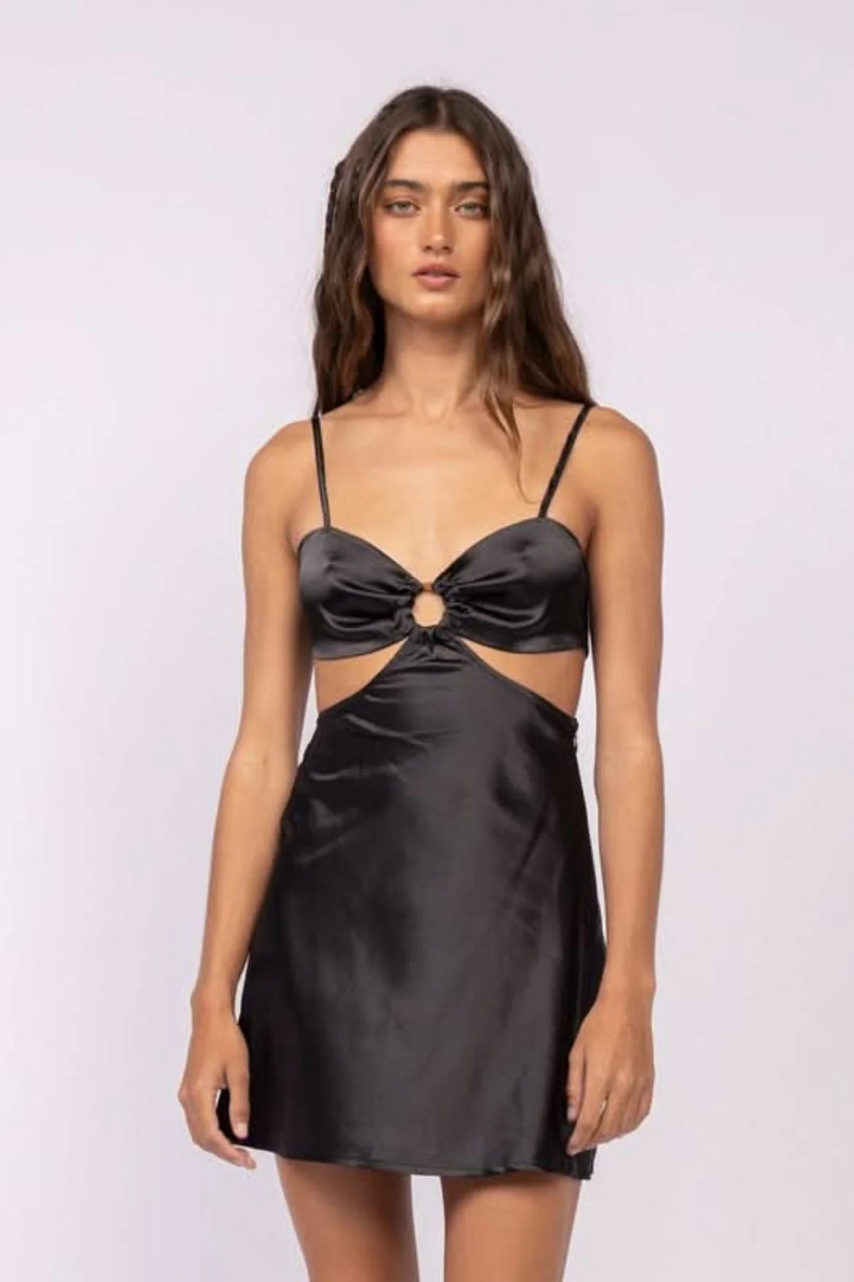 Jamie Black Satin O Ring Dress