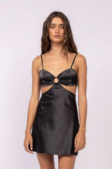 Jamie Black Satin O Ring Dress