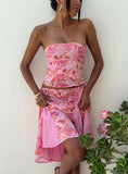 Tipsy Midi Skirt Pink Paisley