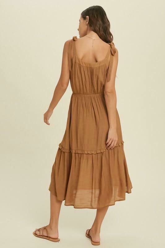 Why Wait Gucci Brown Tie Strap Midi Dress