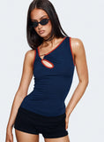 Oh So Tempting Cut Out Top Navy Red