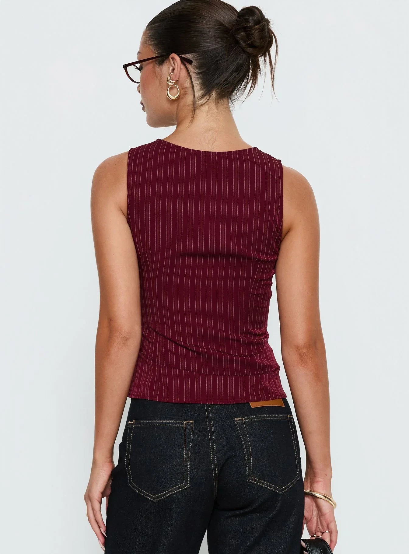 Running Wild Top Burgundy Stripe