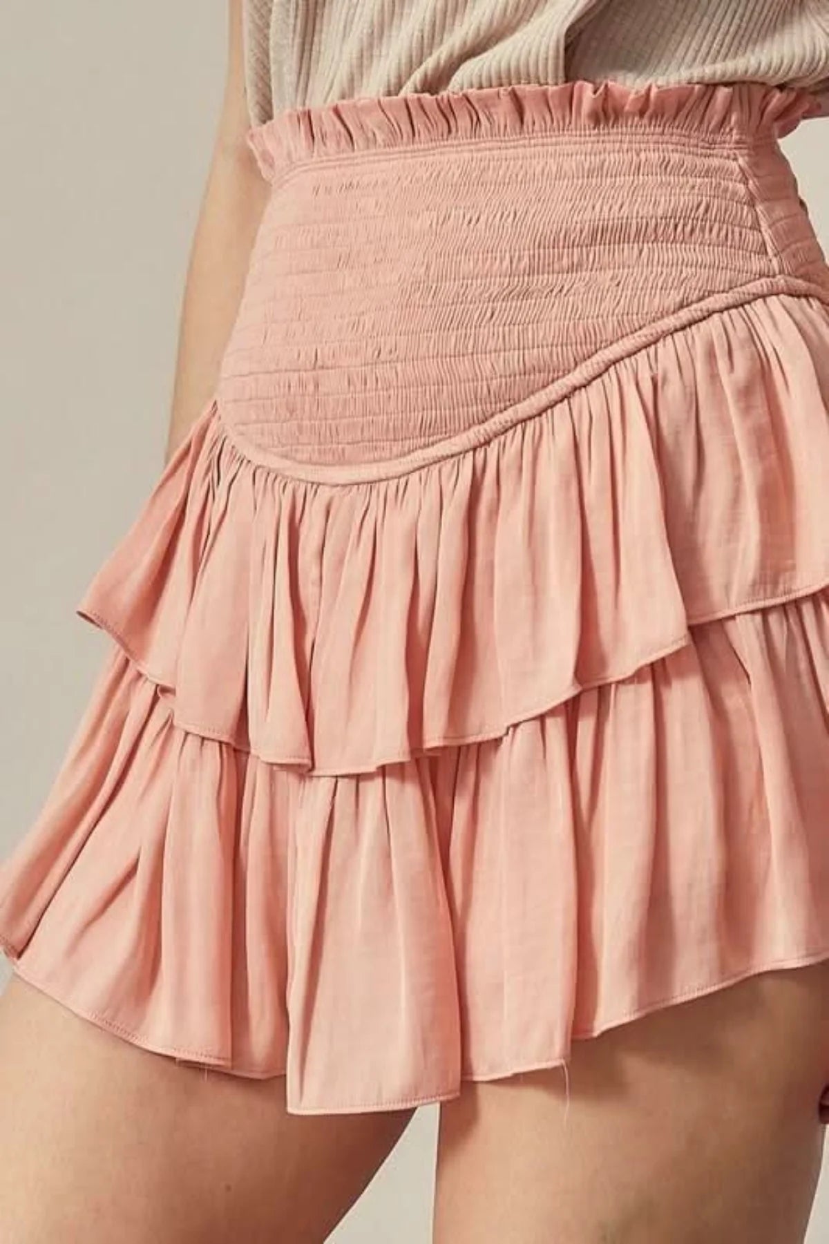 Monaco Coral Cloud Ruffled Skort