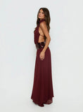 Darwinn Drop Waist Sequin Detail Maxi Dress Burgundy