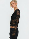 Fenne Lace Long Sleeve Top Black