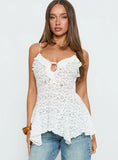 Medinilla Ruffle Tie Front Top White Lace