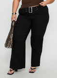 Kortnee Eyelet Detail Flare Leg Pants Black Curve