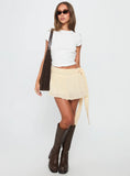 Reviva Ruched Wrap Mini Skirt Cream