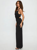 Yakira Halter Cut Out Maxi Dress Black