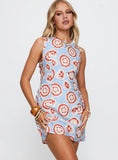Earlie Mini Dress Blue Red