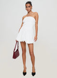 Karenza Bubble Hem Mini Dress White