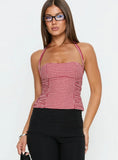West Coast Love Halter Top Red Gingham