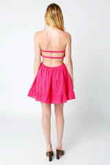 Lasting Impression Fuchsia Eyelet Strapless Mini Dress