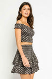 Meet Me Later Black Coin Print Two Piece Ruffle Mini Dress
