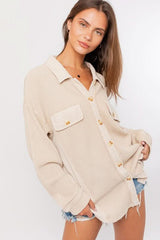 Brooke Taupe Waffle Knit Shacket