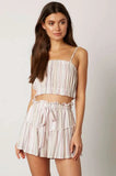 Lia Pink Striped Cropped Two Piece Skort Set