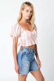 Sweet Blooms Lucious Red Short Sleeve Babydoll Crop Top