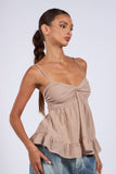 Gracie Brown Gingham Babydoll Twist Top