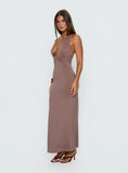 Naysana Halter Ruched Maxi Dress Mocha