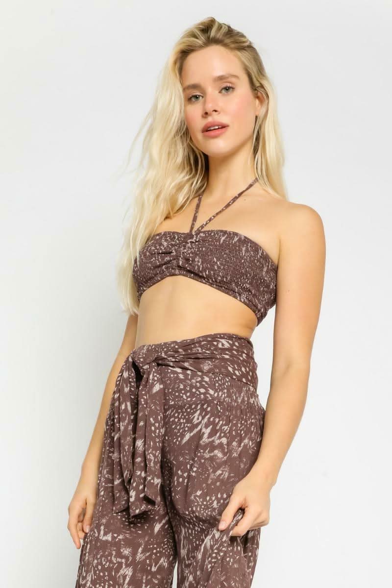 By The Shore Etched Espresso Two Piece Jumpsuit