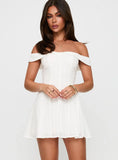 Rosebud Off The Shoulder Mini Dress White Petite