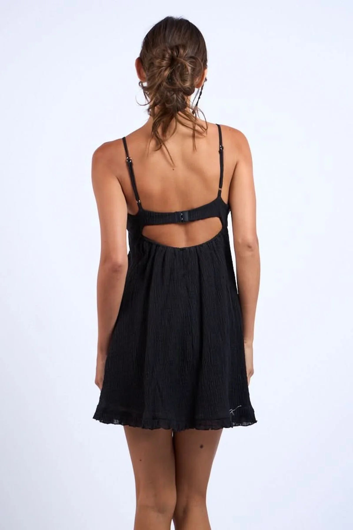 Corfu Black Babydoll Mini Dress