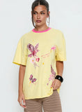 Wild Light Oversized Graphic Tee Yellow / Pink