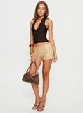 Ivalyn Bandage Plunge Neck Top Chocolate