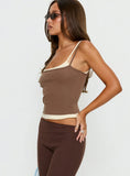 Maeka Layered Jersey Tank Top Brown Cream