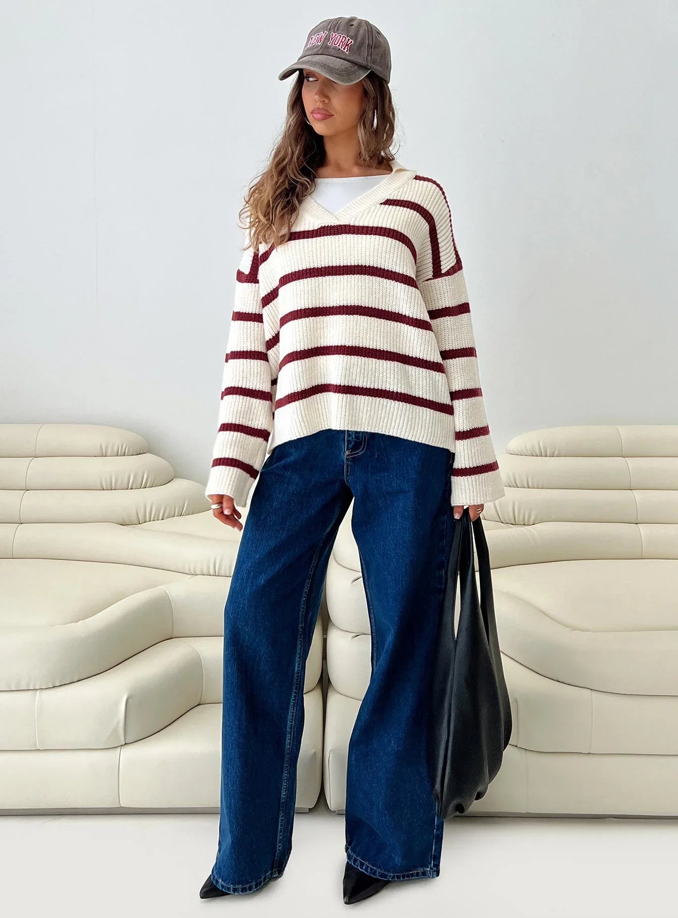 Forte Knit Sweater Red Cream