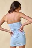 Edie Light Blue Strapless Mini Dress