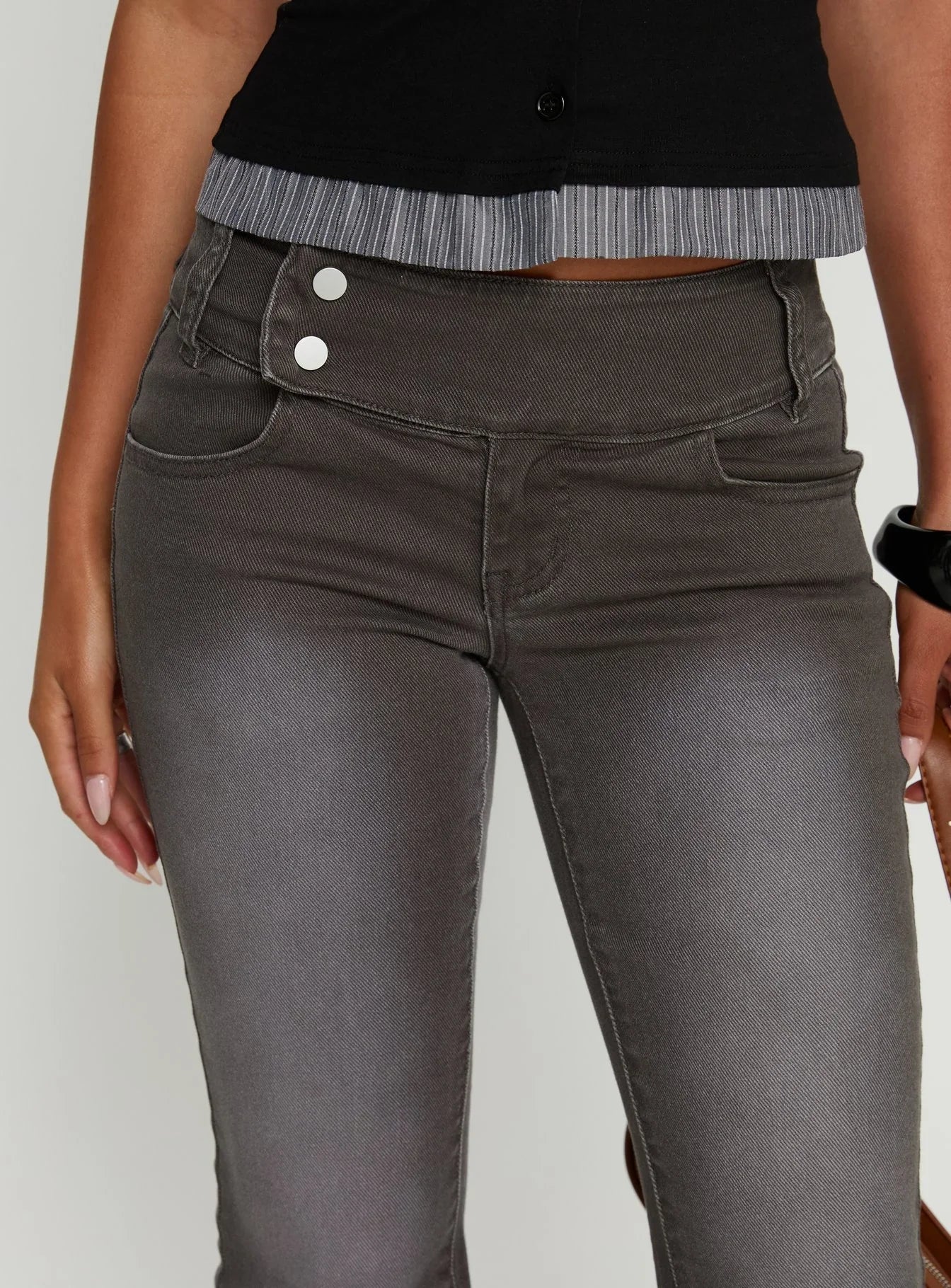 Romea Low Waist Bootleg Jeans Dark Grey
