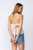 Amelia Peach Floral Strapless Top