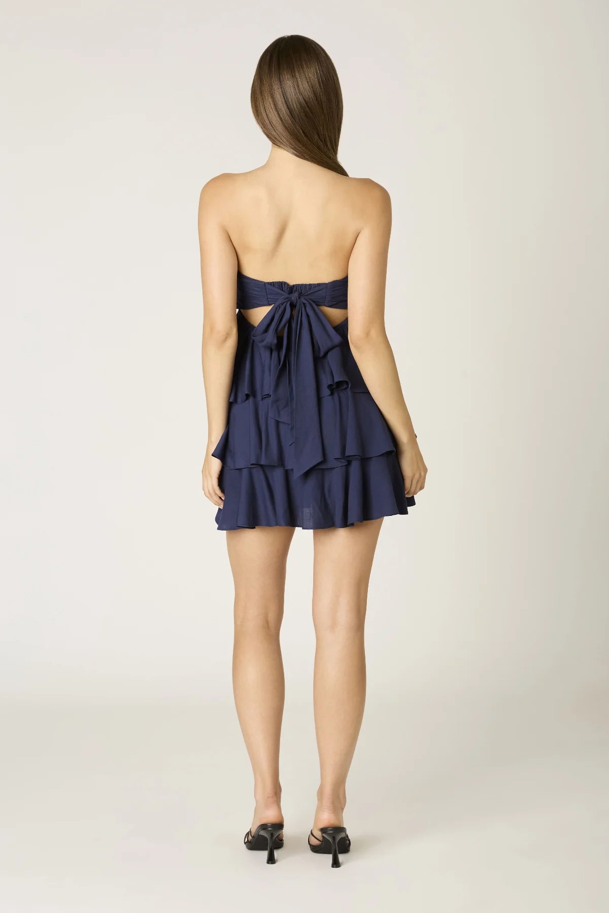 Charlotte Navy Strapless Ruffle Mini Dress