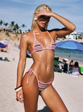 Blaylock Triangle Bikini Top Pink Yellow Stripe