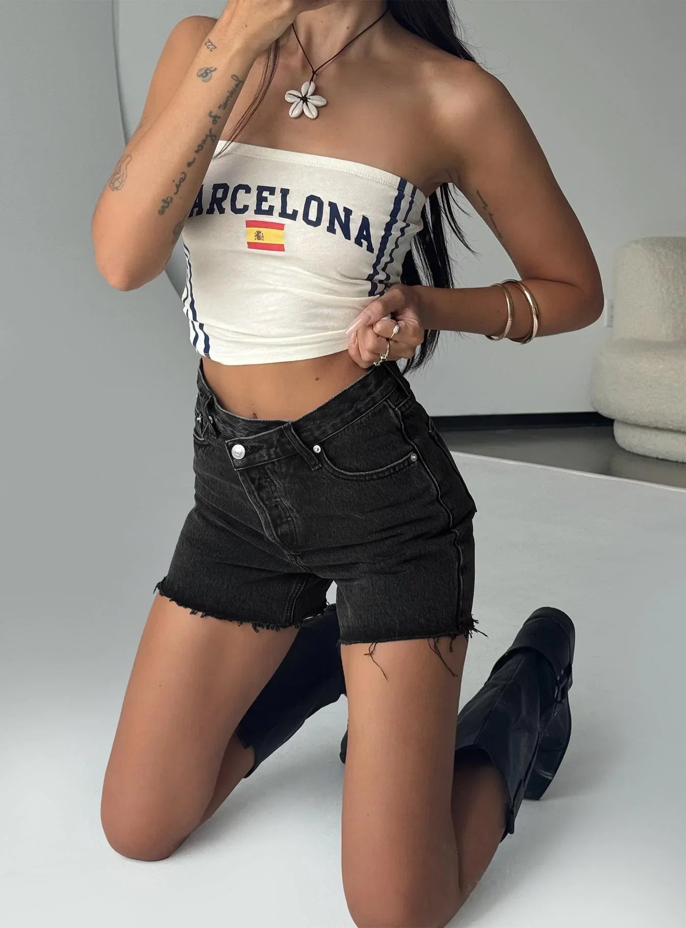 Xena Denim Shorts Black