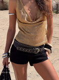 Main Thing Faux Leather Studded Belt Black Silver