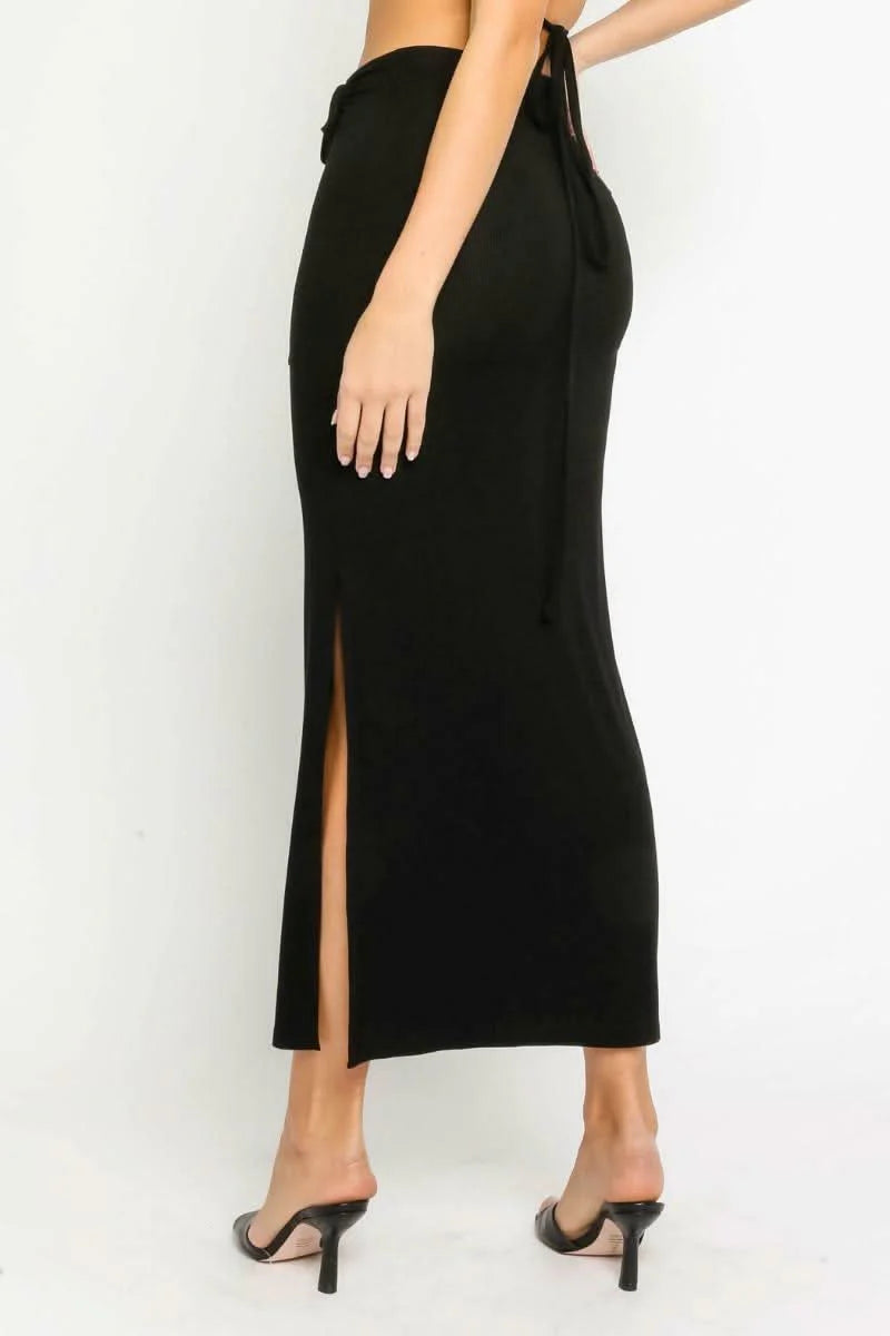 Style Iconic Black Two Piece Midi Dress