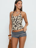 Radio Up Foldover Micro Short Navy Stripe